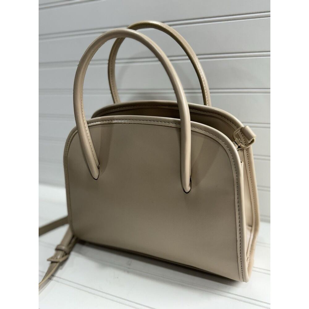 Zara Womens Mini Satchel Purse Ivory Cream Faux Leather - Picture 2 of 7